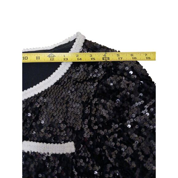 IMAN Global Chic Rock The Runway Sensational Sequin Blazer Jacket Sz Large Black - Picture 10 of 16